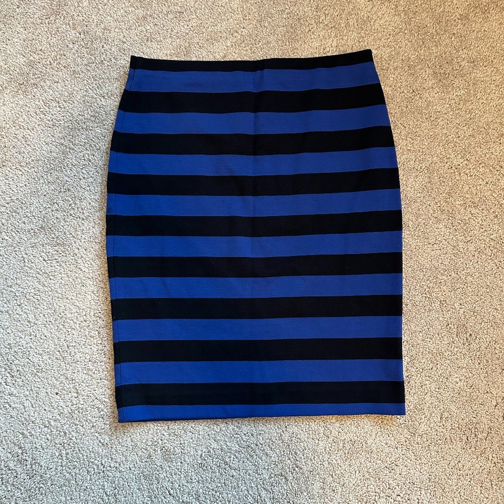 Ann Taylor Blue & Black Striped Skirt - Size 8